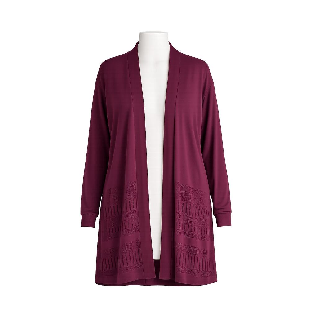 Lane Bryant Women’s Burgundy Knit Detail Open Front Cardigan Plus - Size 26/28